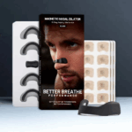 Stop snoring device full starter kit displayed with magnetic bands, nasal tabs, and sleek black packaging labelled Better Breathe Performance.