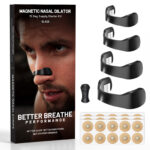 Stop snoring device starter kit including magnetic nasal dilators, applicator, and breathing tabs for better sleep and airflow.