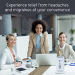Office workers showing migraine relief ear pressure tool